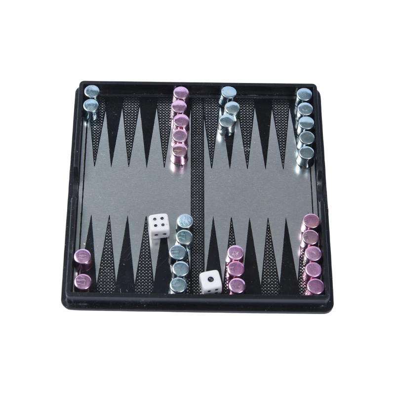 Portable magnetic backgammon set