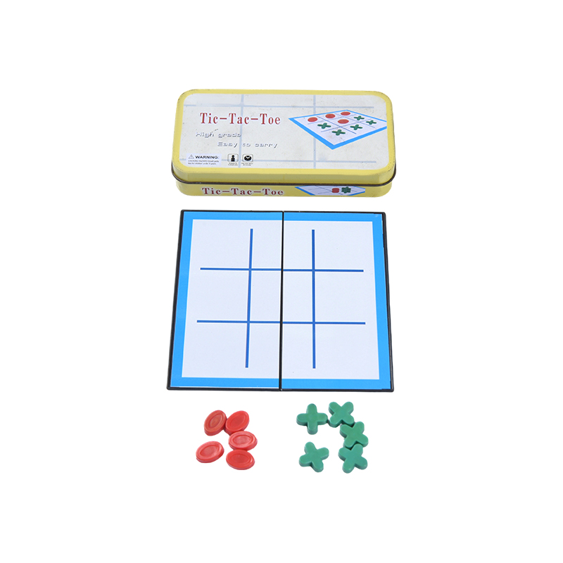 Portable Classic Tic-Tac-Toe Set na may Metal Storage Case