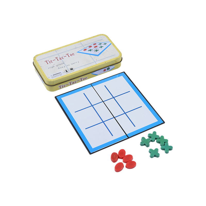 Portable Classic Tic-Tac-Toe Set na may Metal Storage Case