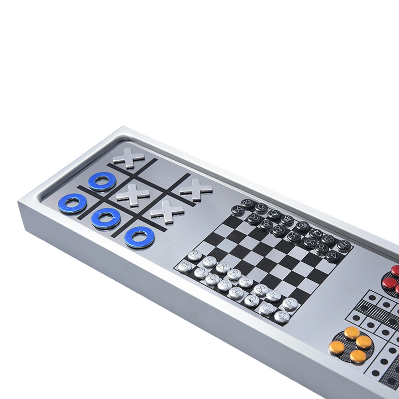 Aluminum alloyMagnetic 3-in-1 CHESS Game Set