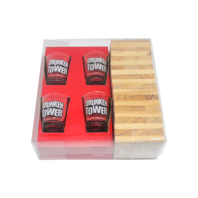 Wooden Drinking Jenga Set na may Shot Glasses
