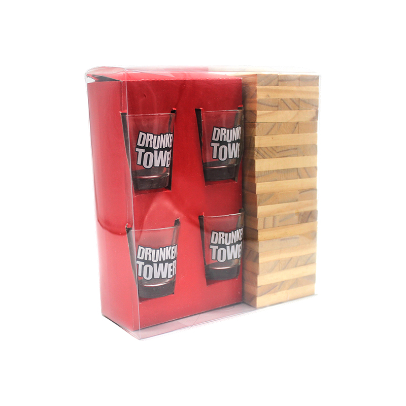 Wooden Drinking Jenga Set na may Shot Glasses