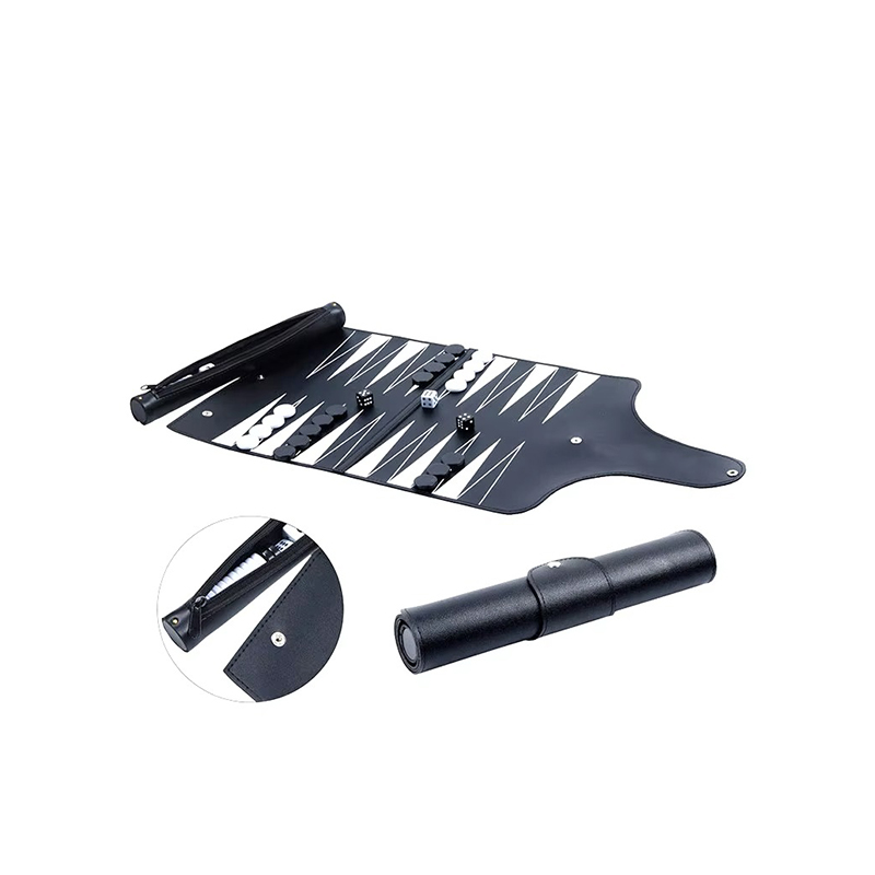 Leather Foldable Backgammon Set - Portable Elegance para sa On-the-Go Gaming