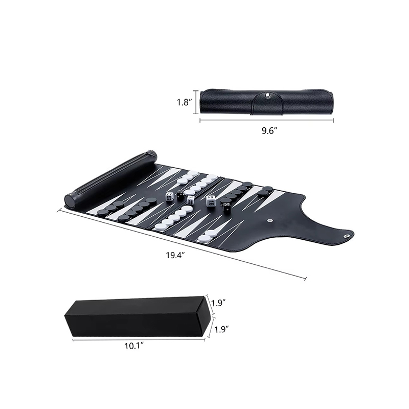 Leather Foldable Backgammon Set - Portable Elegance para sa On-the-Go Gaming