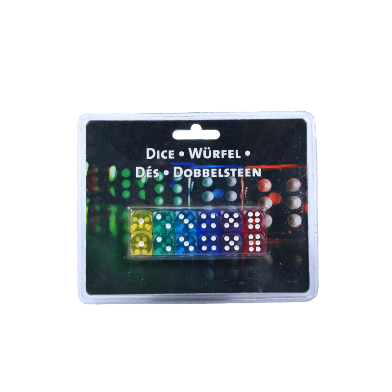 Multi-Colored Dice Set – 10 piraso sa Transparent na Packaging