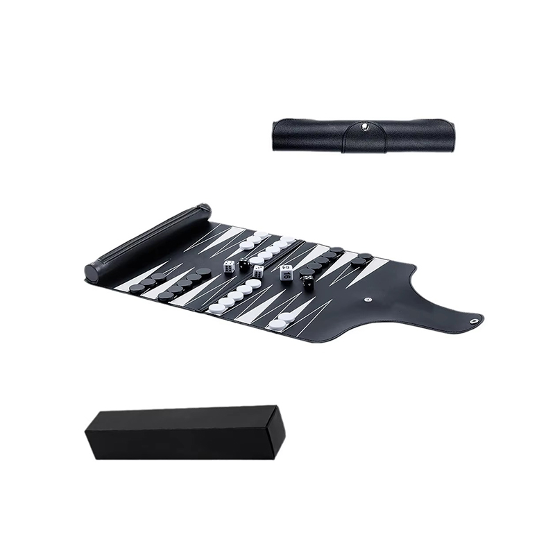 Leather Foldable Backgammon Set - Portable Elegance para sa On-the-Go Gaming
