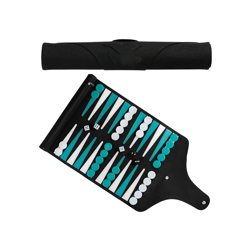 Leather Foldable Backgammon Set - Portable Elegance para sa On-the-Go Gaming