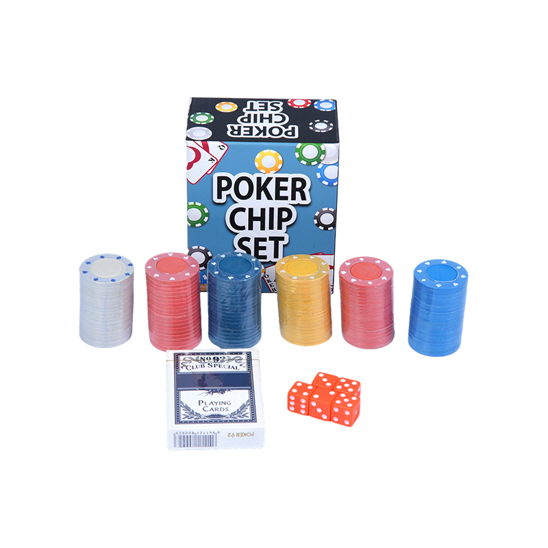 Kumpleto sa Colored Chips, Playing Cards, at Dice Poker Chip Set