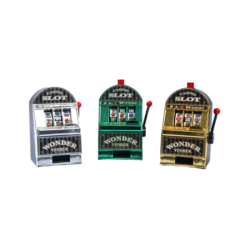 Vintage-Style Miniature Casino One-Armed Bandit – Set ng Tatlo (Silver, Green, Gold)