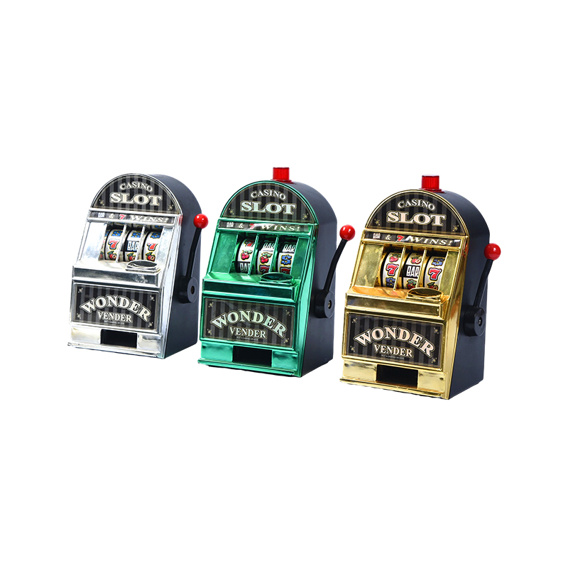 Vintage-Style Miniature Casino One-Armed Bandit – Set ng Tatlo (Silver, Green, Gold)
