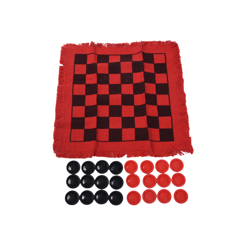 Classic Checkers Game Set na may Fringed Board