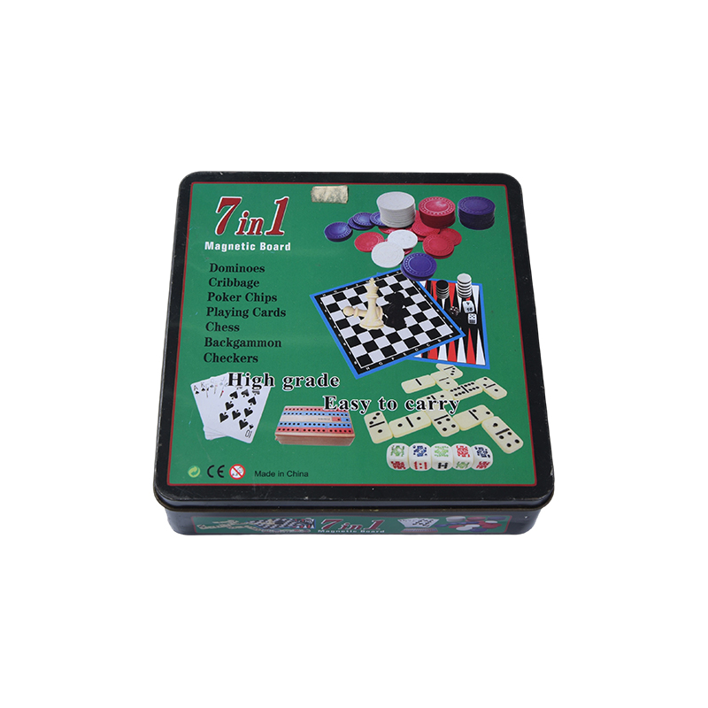 Metal Tin Case 7-in-1 Magnetic Board Game Set