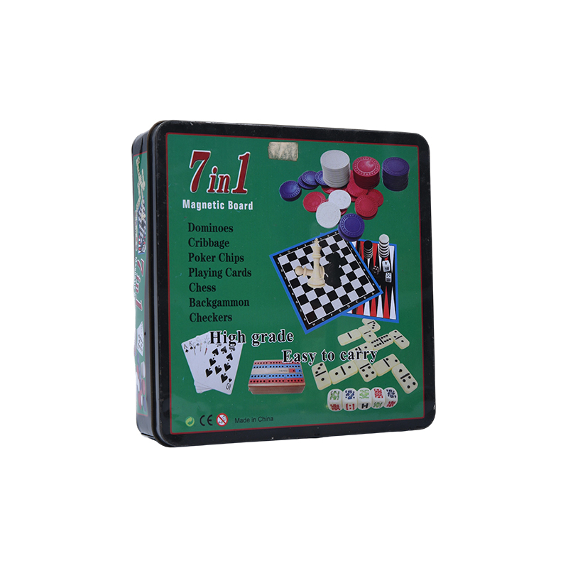 Metal Tin Case 7-in-1 Magnetic Board Game Set