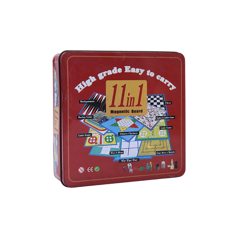 11-in-1 Magnetic Board Game na Nakatakda sa Red Metal Tin