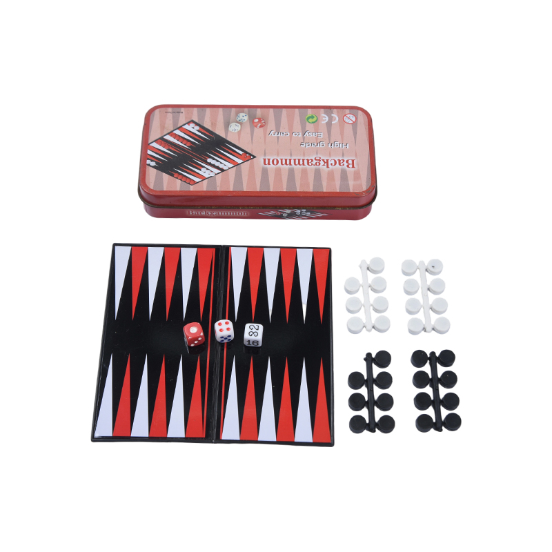 Metal Tin Case Portable Backgammon Game Set