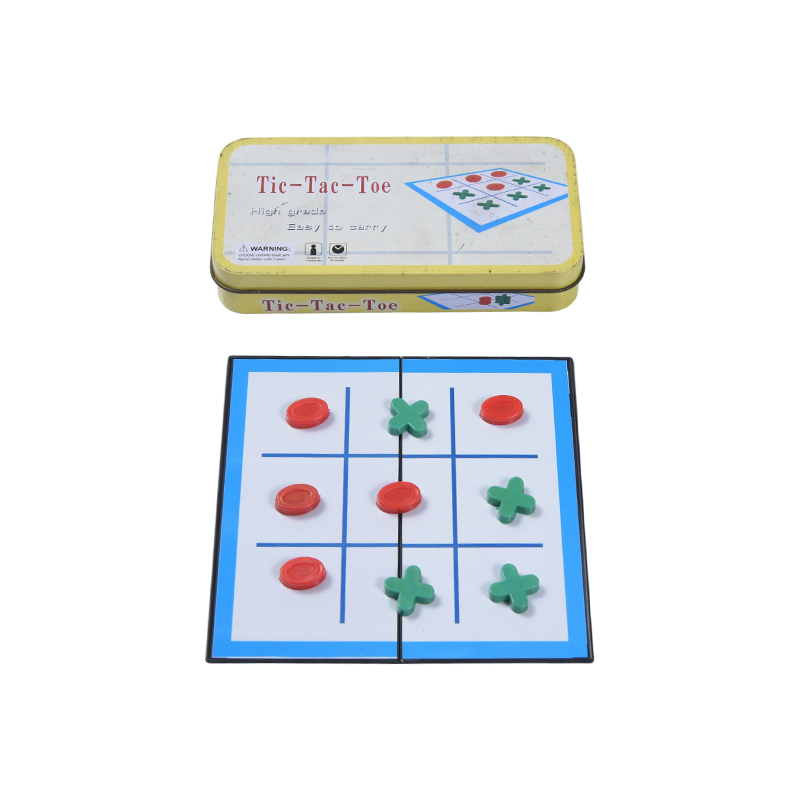 Yellow Metal Tin Portable Tic-Tac-Toe Game