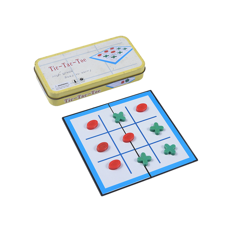Yellow Metal Tin Portable Tic-Tac-Toe Game