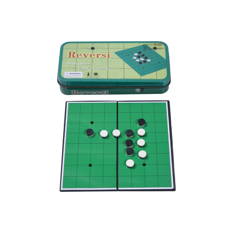 Green Metal Tin Case Portable Reversi (Othello) Game