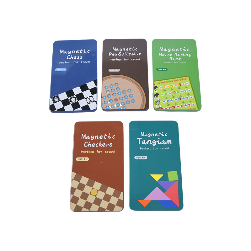 5-in-1 Portable Tin Games Collection Multi-Game Magnetic Travel Set