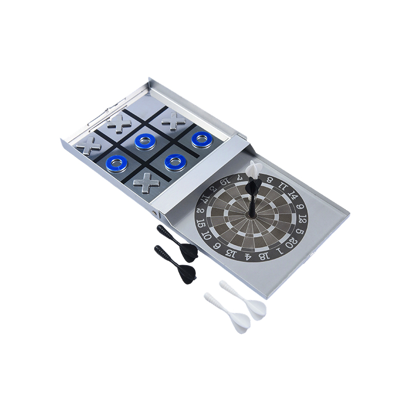 Portable Metal Case Edition Magnetic Dart at Tic-Tac-Toe Combo Game