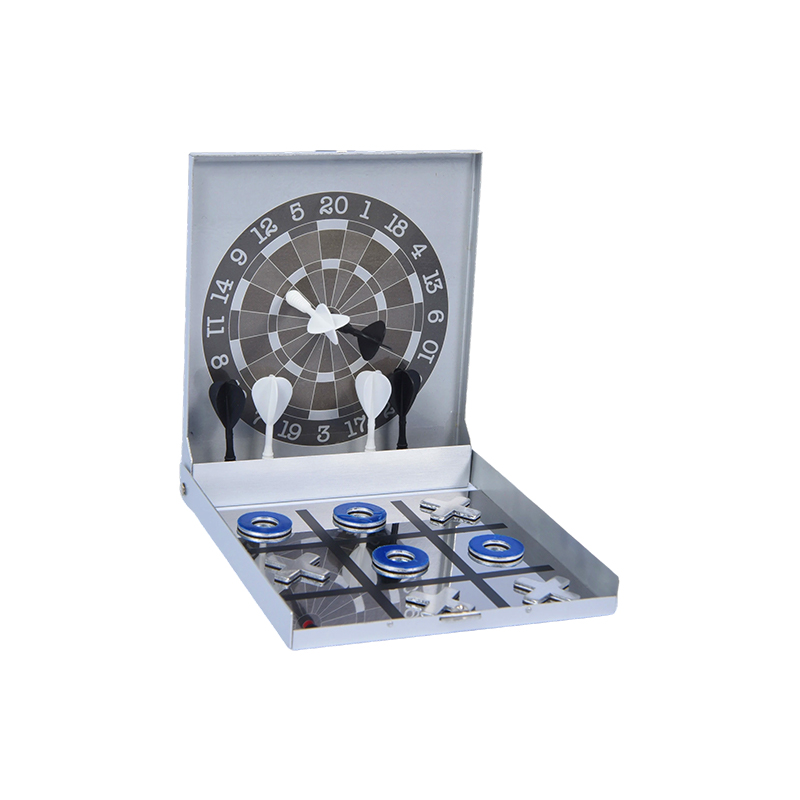 Portable Metal Case Edition Magnetic Dart at Tic-Tac-Toe Combo Game