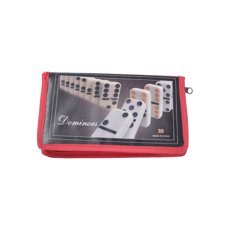 Klasikong Laro na may Protective Storage - Portable Domino Set sa Red Fabric Case