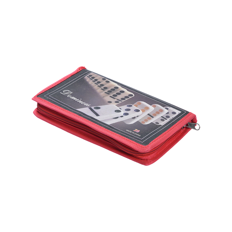 Klasikong Laro na may Protective Storage - Portable Domino Set sa Red Fabric Case