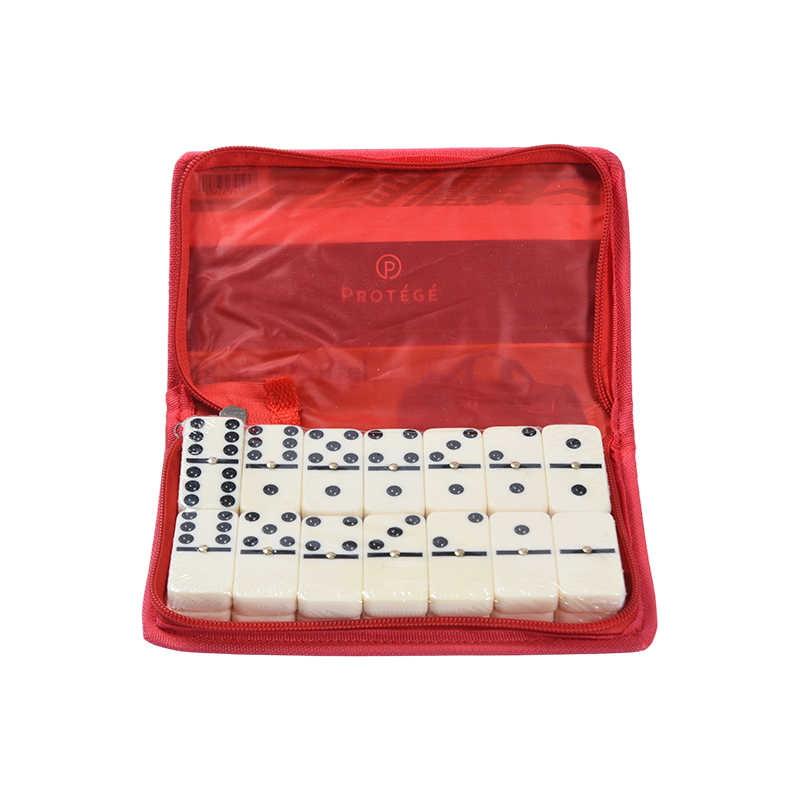 Klasikong Laro na may Protective Storage - Portable Domino Set sa Red Fabric Case