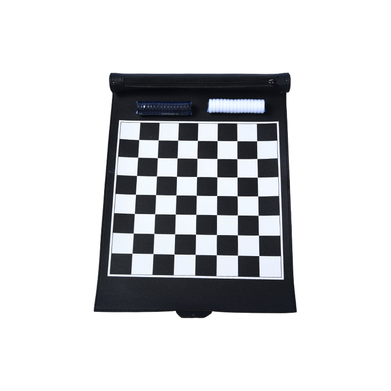 Portable PU Checkers Game Set na may Storage Pouch