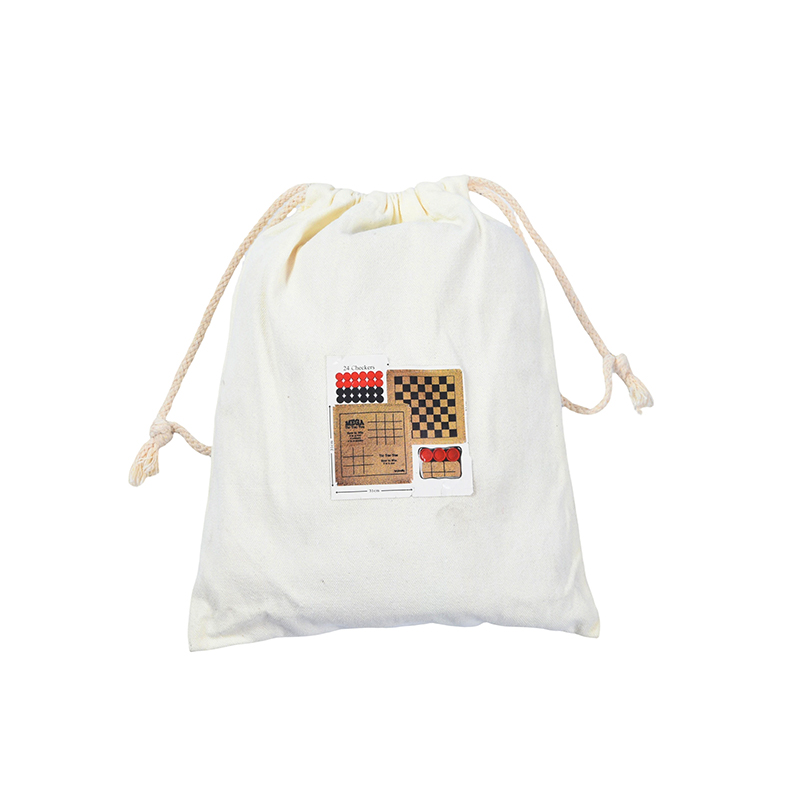 Portable at Convenient Set Classic Checkers Game na may Drawstring Bag