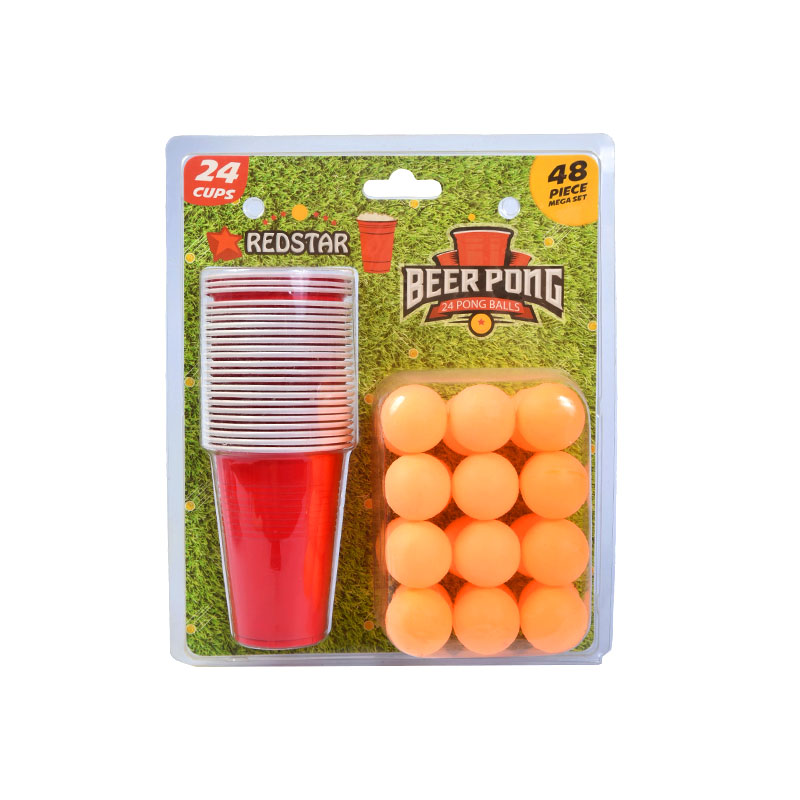 Redstar Beer Pong Set - 24 Cups at 24 Pong Balls (48-Piece Mega Set)
