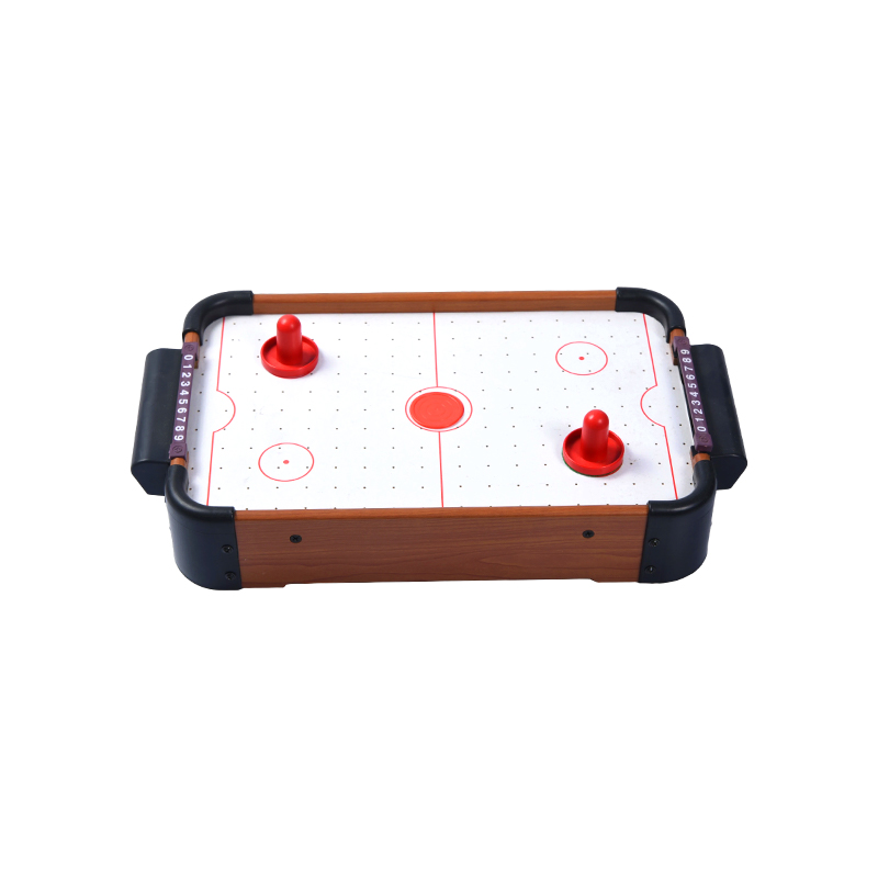 Mini Desktop Game na may Red Pucks at Score Tracker Compact Wooden Air Hockey Table