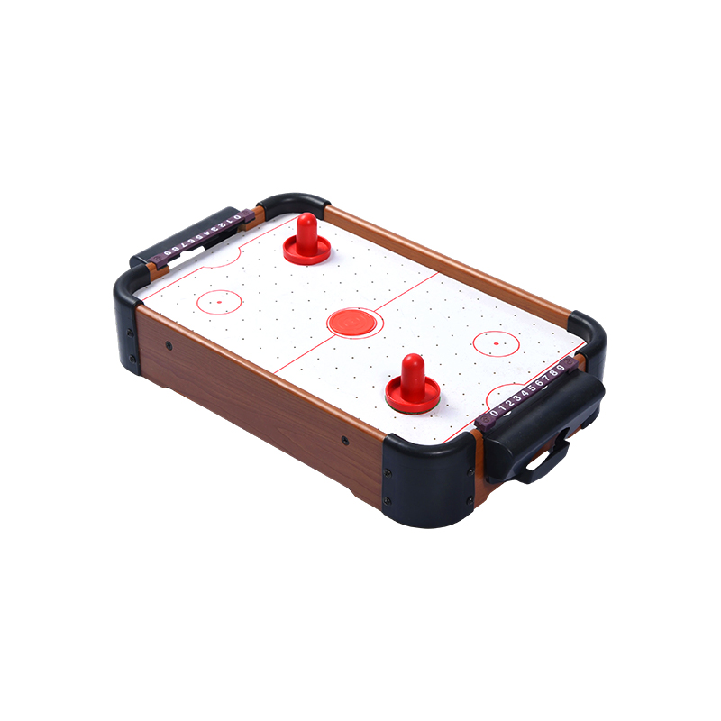 Mini Desktop Game na may Red Pucks at Score Tracker Compact Wooden Air Hockey Table
