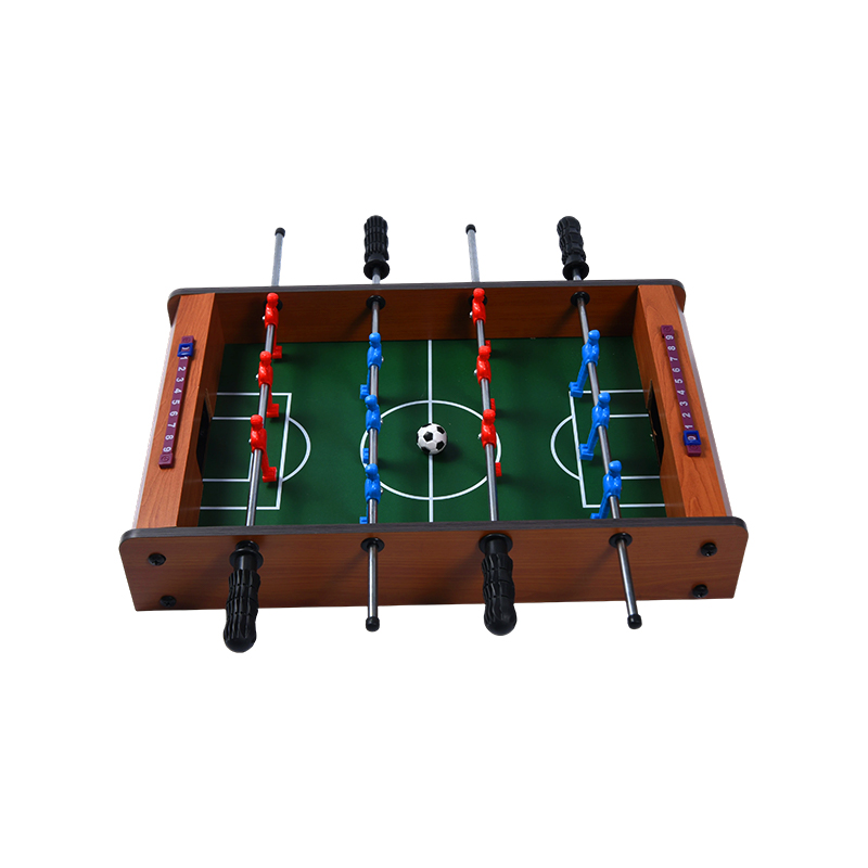 Classic Wooden Foosball Table - Compact Desktop Game na may Vibrant na Manlalaro at Score Tracker