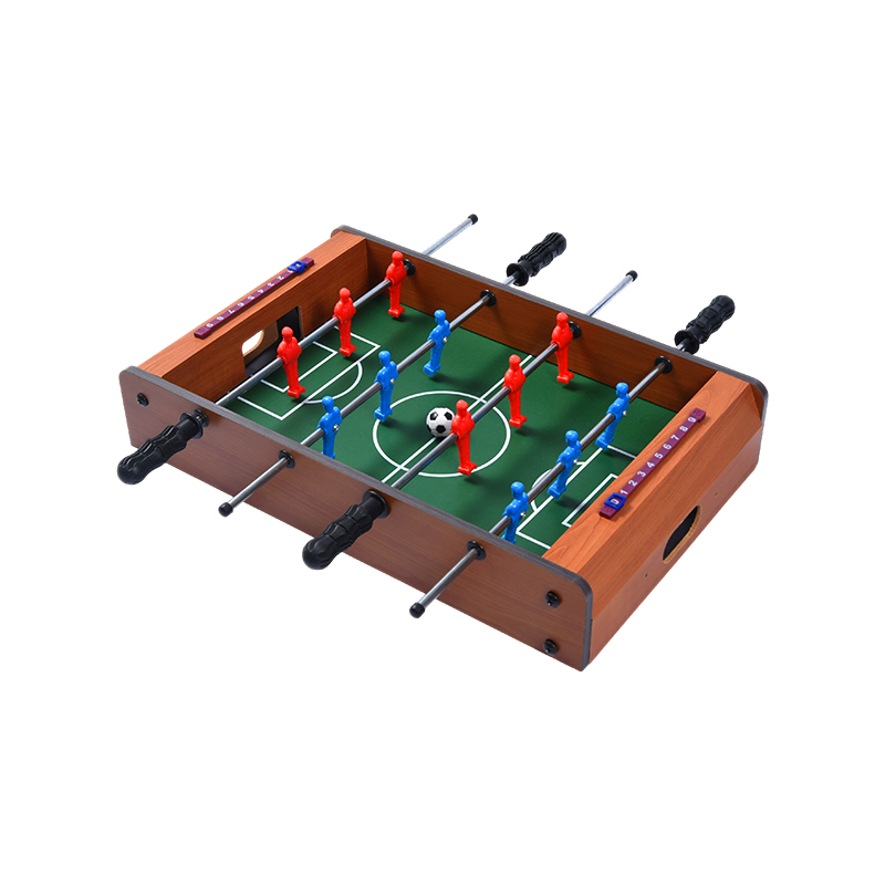 Classic Wooden Foosball Table - Compact Desktop Game na may Vibrant na Manlalaro at Score Tracker