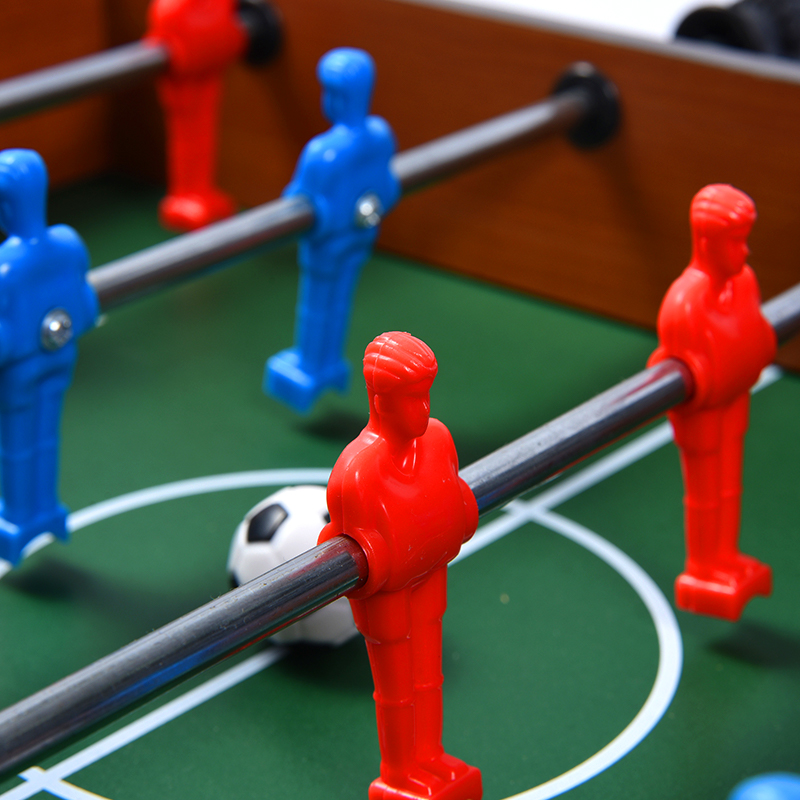 Classic Wooden Foosball Table - Compact Desktop Game na may Vibrant na Manlalaro at Score Tracker