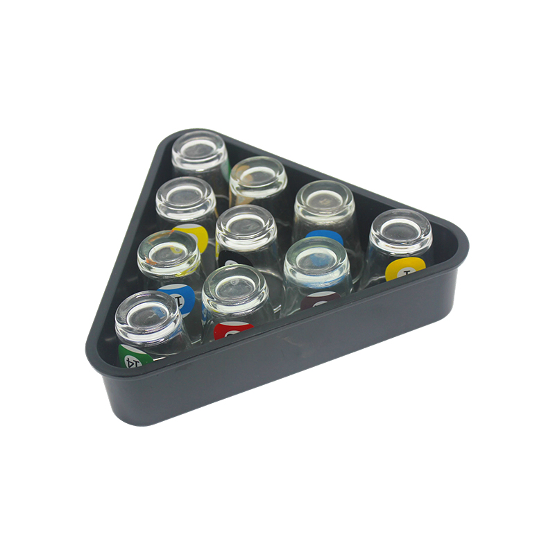 10 Salaming Nagtatampok ng Mga Billiard Ball Numbers na Pool-Themed Shot Glass Set na may Triangle Rack