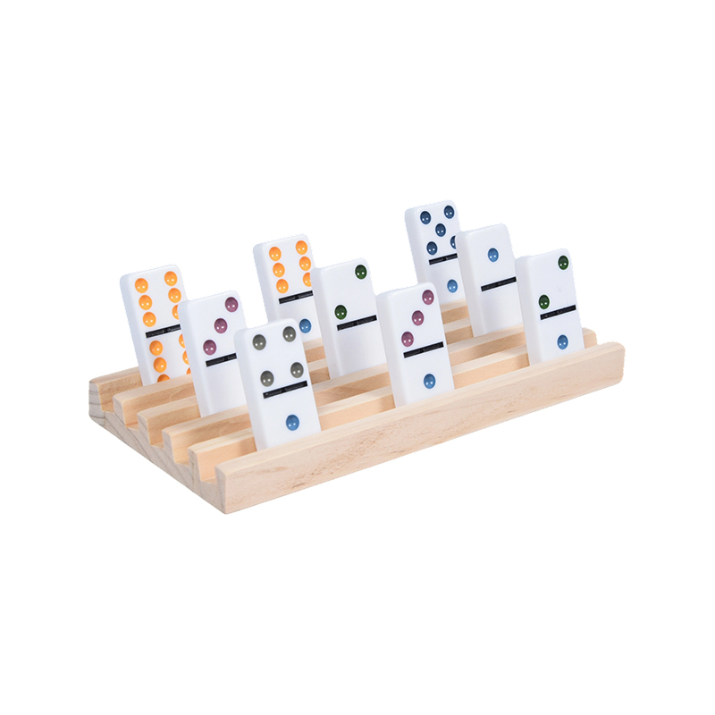 Makukulay na Dot Pattern na may Organisadong Display Wooden Domino Rack Set