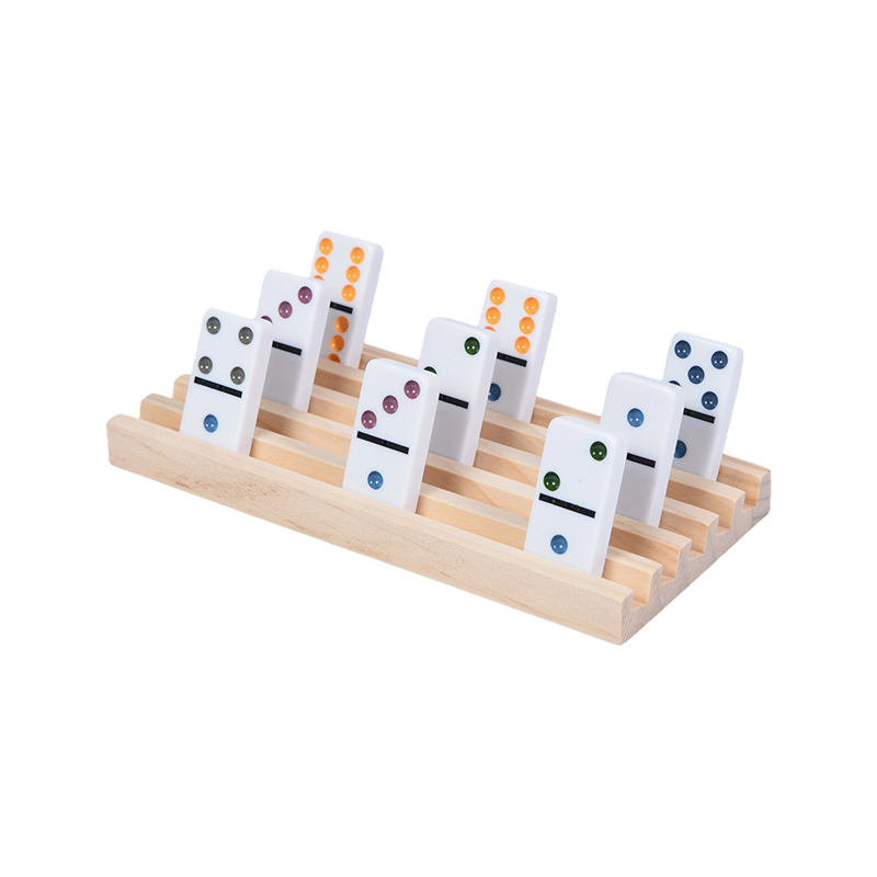 Makukulay na Dot Pattern na may Organisadong Display Wooden Domino Rack Set