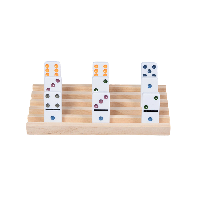 Makukulay na Dot Pattern na may Organisadong Display Wooden Domino Rack Set