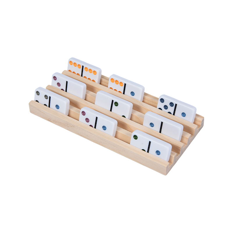 Makukulay na Dot Pattern na may Organisadong Display Wooden Domino Rack Set