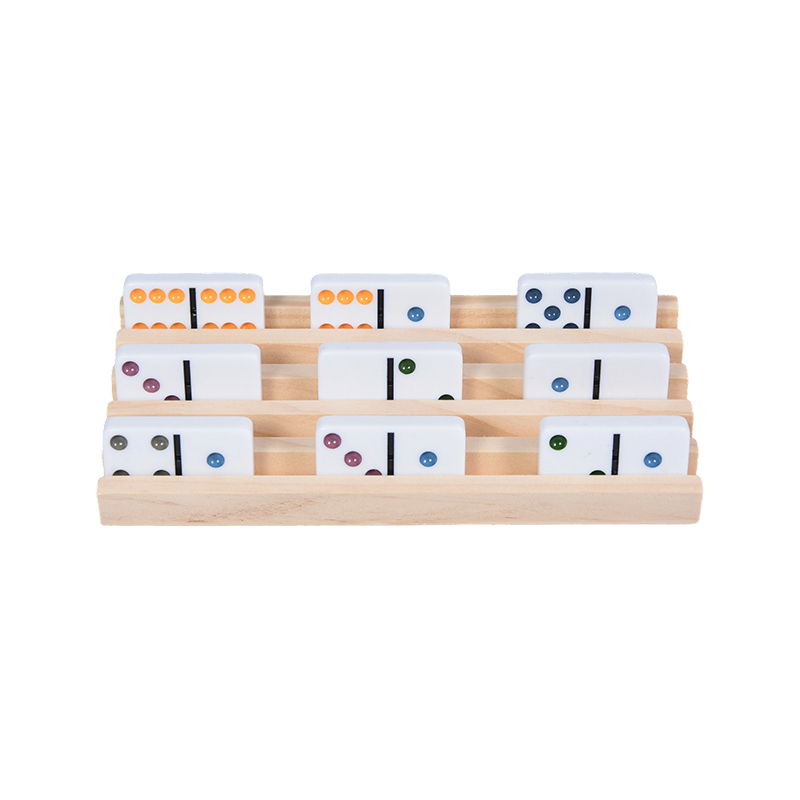 Makukulay na Dot Pattern na may Organisadong Display Wooden Domino Rack Set